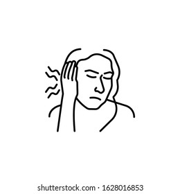 ear cold line icon on white background