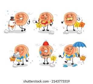 ear in cold weather character mascot vector