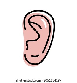 Ear color line icon. Human part of head. Concept of Listen, Hear. Vector illustration