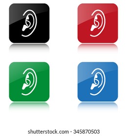 Ear  - color vector icon  with shadow