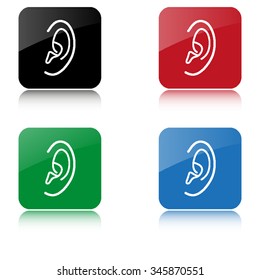 Ear  - color vector icon  with shadow