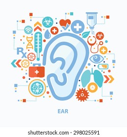 Ear concept design on white background,clean vector