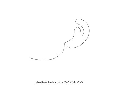Ear continuous one line art drawing of isolated outline vector illustration
