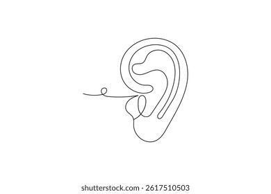 Ear continuous one line art drawing of isolated outline vector illustration
