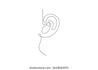 Ear Continuous one line art drawing of scissors vector illustration design
