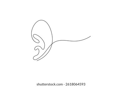 Ear Continuous one line art drawing of scissors vector illustration design
