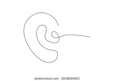 Ear Continuous one line art drawing of scissors vector illustration design
