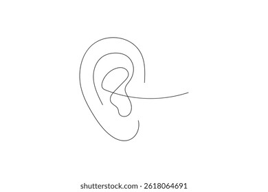 Ear Continuous one line art drawing of scissors vector illustration design
