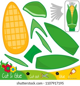 Ear of corn. Education paper game for preshool children. Vector illustration.