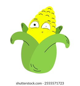 Ear of corn. Emotion is doubt. Meme. Vector illustration