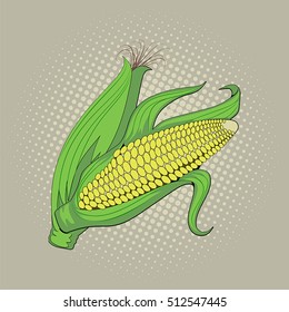 Ear of corn, harvest, agriculture, pop art retro vector illustration