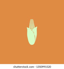 Ear of Corn in husk vector icon. flat design