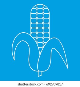 Ear of corn icon blue outline style isolated vector illustration. Thin line sign