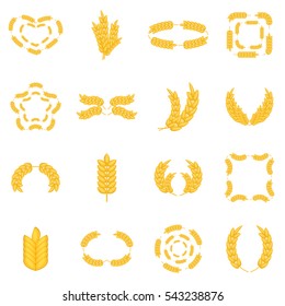 Ear corn icons set. Cartoon illustration of 16 ear corn vector icons for web