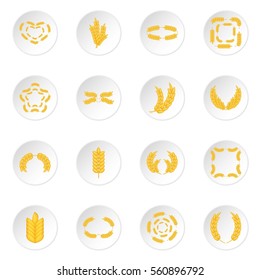 Ear corn icons set. Cartoon illustration of 16 ear corn vector icons for web