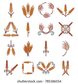 Ear corn icons set. Cartoon illustration of 16 ear corn vector icons for web