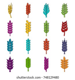 Ear corn icons set. Doodle illustration of vector icons isolated on white background for any web design