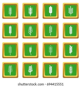 Ear corn icons set in green color isolated vector illustration for web and any design
