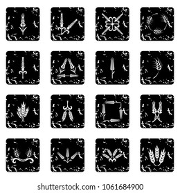 Ear corn icons set vector grunge isolated on white background 