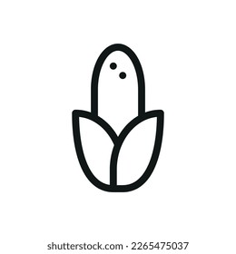 Ear of corn isolated icon, maize cob vector icon with editable stroke.