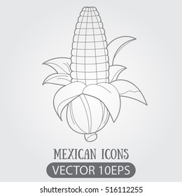Ear of corn isolated outline drawing for coloring.