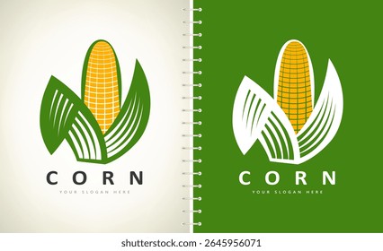 Oreja de Vector de logotipo de maíz. Diseño de alimentos