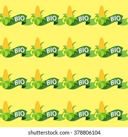 Ear of corn on a white background seamless pattern.