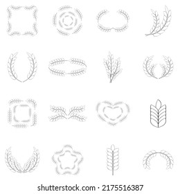 Iconos de conjunto de maíz de oído con estilo de contorno aislados en fondo blanco