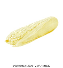 ear of corn from yellow circles dots of different sizes on white background