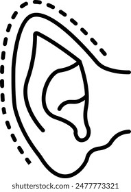 Ear correction surgery or Otoplasty concept, Constricted ears vector icon design, Cosmetology or Cosmetologist Symbol,esthetic beauty outline Sign, Beauty treatment stock illustration