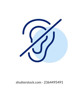 Ear crossed. Hearing impairment or silent mode activation. Pixel perfect icon