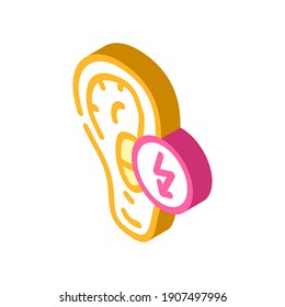 vectores de iconos isométricos de corte de oreja. signo de dolor al cortar el oído. ilustración de símbolo aislado
