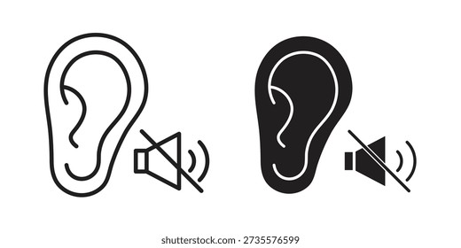 Ear deaf icons Concepts. black solid and line stroke designs for web and app use