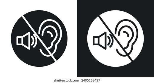 Ear deaf vector icon set in solid style.