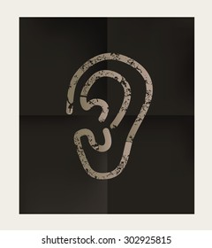 Ear design on black background,vector