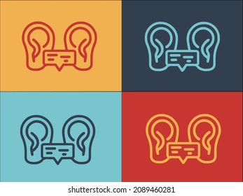 Ear Discussion Logo Template, Simple Flat Icon of ear,discussion,communication