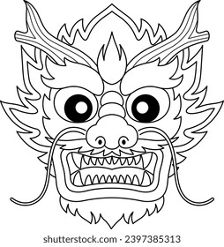 ear of the Dragon Face Isolated Coloring Page 