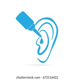 Ear drops blue icon, medical sign icon