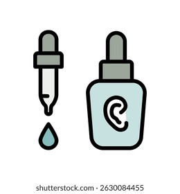 Ear drops color vector icon. Medicine tube. Healthy care treatment, simple symbol on white background.
