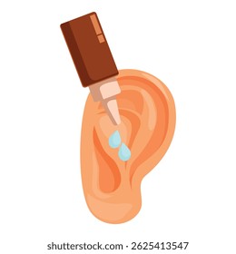 Gotas de ouvido pingando no canal auditivo humano para tratamento de infecção do ouvido