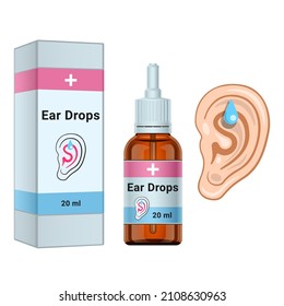 Ear Drops product package realistic isolated white background