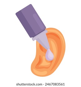 Ear drops using icon cartoon vector. Drug disease. Cap fluid lubricant