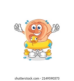 ear with duck buoy cartoon. cartoon mascot vector