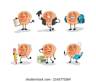 ear education set character. cartoon mascot vector