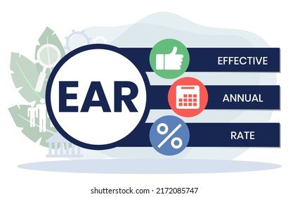 EAR - effective annual rate. acronym business concept. vector illustration concept with keywords and icons. lettering illustration with icons for web banner, flyer, landing page