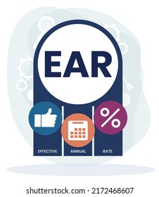 EAR - effective annual rate. acronym business concept. vector illustration concept with keywords and icons. lettering illustration with icons for web banner, flyer, landing page