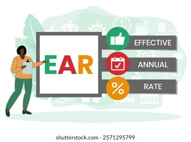 EAR - effective annual rate. acronym business concept. vector illustration concept with keywords and icons. lettering illustration with icons for web banner, flyer, landing page
