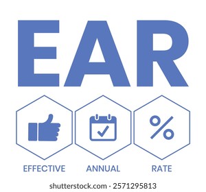 EAR - effective annual rate. acronym business concept. vector illustration concept with keywords and icons. lettering illustration with icons for web banner, flyer, landing page