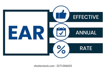 EAR - effective annual rate. acronym business concept. vector illustration concept with keywords and icons. lettering illustration with icons for web banner, flyer, landing page