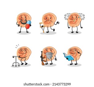 ear elderly character. cartoon mascot vector